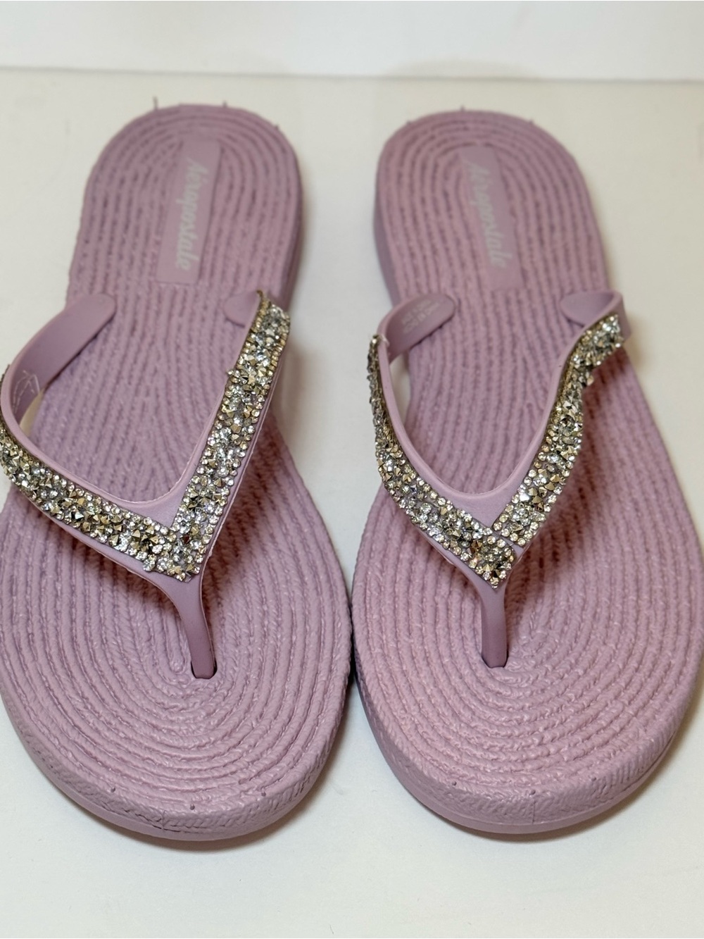 Aeropostale Lilac Rhinestone Women's Flip Flops